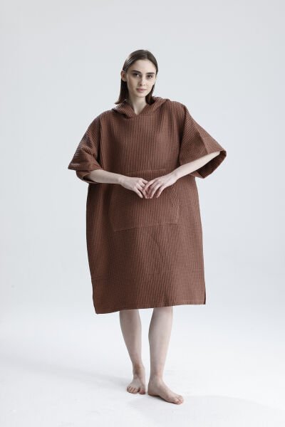 GİYİLEBİLİR TARÇIN KISA WAFFLE KUMAŞ BORNOZ