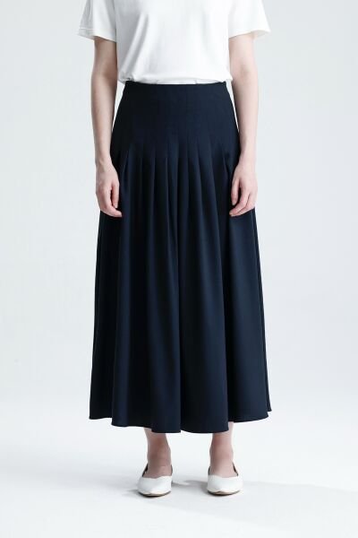 PİLELİ LACİVERT ETEK