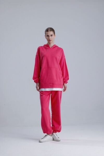 KAPÜŞONLU FUŞYA EŞOFMAN TAKIMI