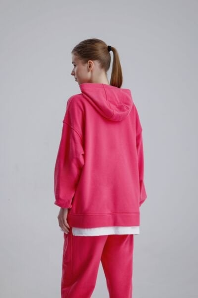 KAPÜŞONLU FUŞYA EŞOFMAN TAKIMI