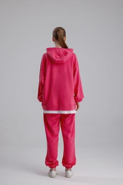 KAPÜŞONLU FUŞYA EŞOFMAN TAKIMI