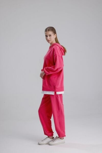 KAPÜŞONLU FUŞYA EŞOFMAN TAKIMI