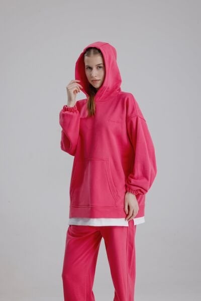 KAPÜŞONLU FUŞYA EŞOFMAN TAKIMI