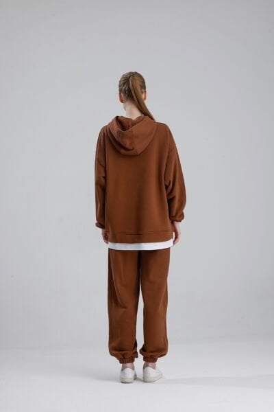 KAPÜŞONLU KAHVE EŞOFMAN TAKIMI