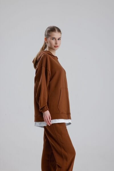 KAPÜŞONLU KAHVE EŞOFMAN TAKIMI