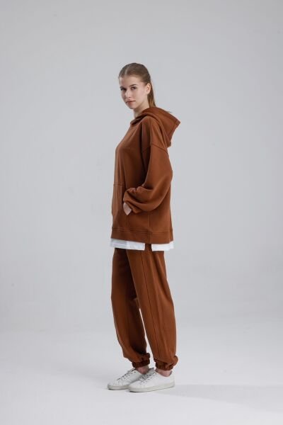 KAPÜŞONLU KAHVE EŞOFMAN TAKIMI