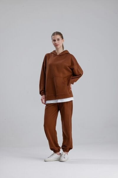 KAPÜŞONLU KAHVE EŞOFMAN TAKIMI