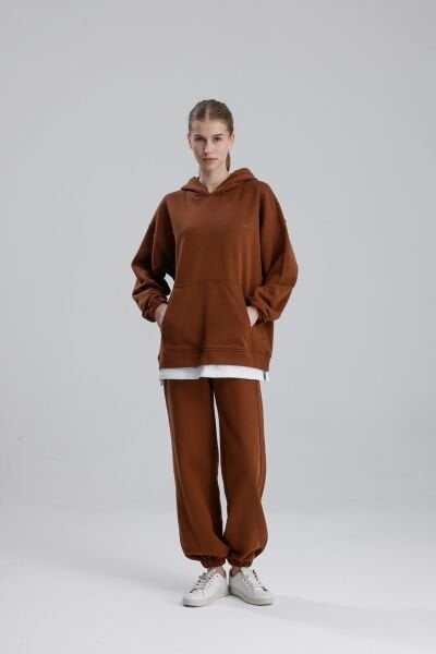 KAPÜŞONLU KAHVE EŞOFMAN TAKIMI