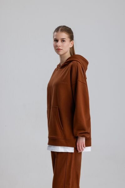 KAPÜŞONLU KAHVE EŞOFMAN TAKIMI