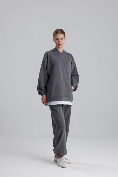 KAPÜŞONLU FÜME EŞOFMAN TAKIMI