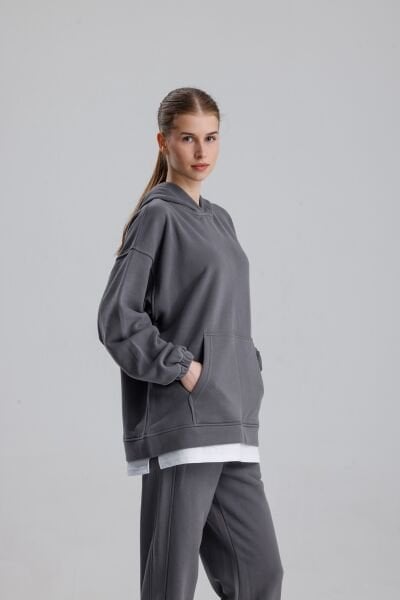 KAPÜŞONLU FÜME EŞOFMAN TAKIMI