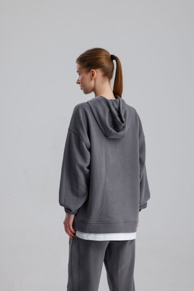 KAPÜŞONLU FÜME EŞOFMAN TAKIMI