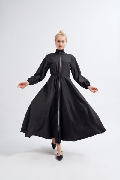 FERMUARLI SİYAH ELBİSE