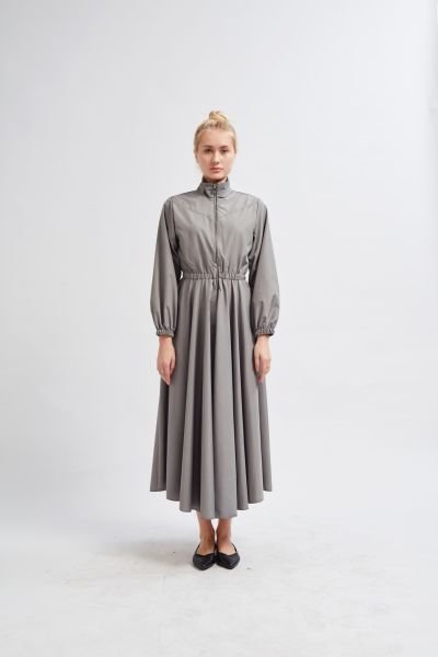 FERMUARLI GRİ ELBİSE