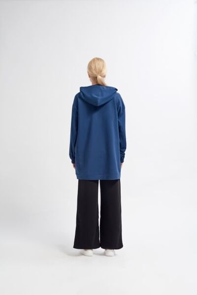 LACİVERT İNCE OVERSIZED FERMUARLI ÜST