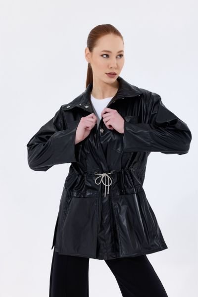 SİYAH İNCE SUNİ DERİ CEKET