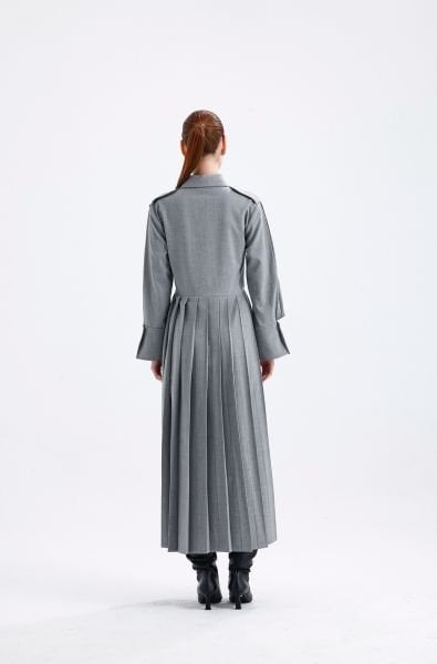 GRİ PİLELİ ELBİSE